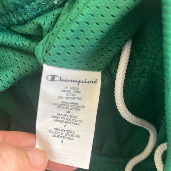 Champion Sz S Green Basketball Shorts Pull On Waist Drawstring - Picture 6 of 7